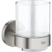 GROHE Essentials Houder Met Glas - SuperSteel (RVS-look)