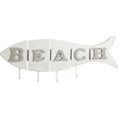Dulaire Wandkapstok Strand 'Beach' Vis Hout Wit 36x96 cm