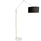 QAZQA Moderne vloerlamp goud velours kap zwart 50 cm - Editor