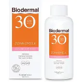 Biodermal Zonnemelk Gevoelige huid SPF 30, 200 ml - Zonnebrand met UVA/UVB, Intensieve hydratatie, Zeer waterbestendig, Parfumvrij, voor Gevoelige huid