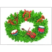 Aim Kerstkaart Kerstkrans met muziekinstrumenten