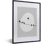 PosterMonkey Fotolijst incl. Poster - Vogels - Zwart - Wit - 30x40 cm - Posterlijst