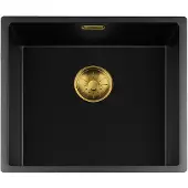 Lorreine Black Quartz Series spoelbak 4540cm Plug Gold 45BQ-FU-Gold