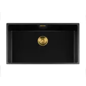 Lorreine Black Quartz Series spoelbak 7440cm Plug Gold 74BQ-FU-Gold