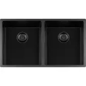 Lorreine Black Quartz Series spoelbak 34+3440cm mm Plug Zwart 3434BQ-FU