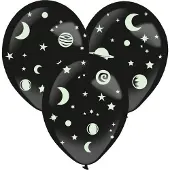 Amscan Ballonnen Glow-in-the-dark 35,5 Cm Latex Zwart 3 Stuks