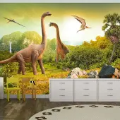 Karo-art 343cm X 245cm - Zelfklevend fotobehang - Dinosaurus, 8 maten, premium print, geen lijm nodig, instructie bijgesloten, water- en UV bestendig