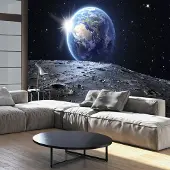 Karo-art 441cm X 315cm - Zelfklevend fotobehang - Zicht op de Aarde , Premium Print