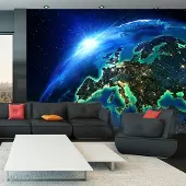 Karo-art 245cm X 175cm - Zelfklevend fotobehang - De Blauwe planeet , Aarde , Premium Print