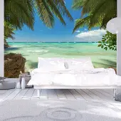 Karo-art 245cm X 175cm - Zelfklevend fotobehang - Ontspannen op het strand , Tropisch , Premium Print