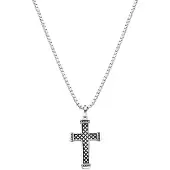 Lucardi Heren Ketting met hanger kruis reptiel - Staal - Ketting - Vaderdag Cadeautje - 75 cm - Zilverkleurig
