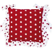 Clayre & Eef stoelkussen hoes 40x40 - wit, rood - katoen, 100% katoen