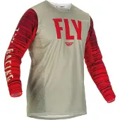 FLY Racing Kinetic Wave Lichtgrijs Rood Jersey Maat M