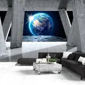 Karo-art 392cm X 280cm - Zelfklevend fotobehang - Uitzicht van de maan , Premium Print