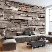 Karo-art 147cm X 105cm - Zelfklevend fotobehang - Muur van Rust, Natuursteen, Premium Print