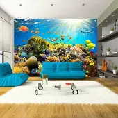 Karo-art 441cm X 315cm - Zelfklevend fotobehang - Onderwater wereld , Premium Print