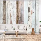 Karo-art 98cm X 70cm - Zelfklevend fotobehang - Gekleurde Planken, Premium Print