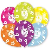 Amscan Ballonnen 9 Jaar 6 Stuks 28 Cm