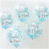 Ginger Ray Confettiballonnen - 'About to Pop!' Blauw - 5 stuks
