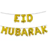 Haza Folieballonnen Slinger Set 'Eid Mubarak' Goud (4m)