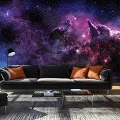 Karo-art 392cm X 280cm - Zelfklevend fotobehang - Paarse Nevel, 8 maten, premium print