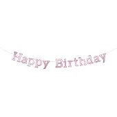 Folat Slinger 'Happy Birthday' Zilver Roze - 3 meter
