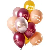 Folat Ballonnen Set 'Happy Birthday' Roze/Goud - 12 stuks