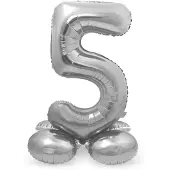 Folat Folieballon met Standaard Zilver - Cijfer 5