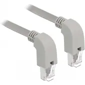 DeLOCK Patchkabel RJ45 Cat.6a S/FTP (grijs, 50 cm, haakse connector, 2x naar beneden)
