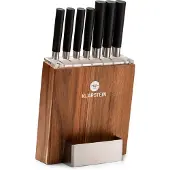 Klarstein Kitano 8-delig Messenset met blok 7 messen staal edel houten blok