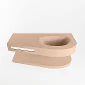 Mondiaz Riva 100cm wastafel met planchet Rosee en wastafel rechts 1 kraangaten Rosee