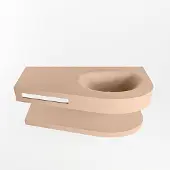 Mondiaz Riva 100cm wastafel met planchet Rosee en wastafel rechts 0 kraangaten Rosee