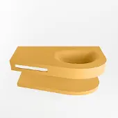 Mondiaz Riva 100cm wastafel met planchet Ocher en wastafel rechts 1 kraangaten Ocher