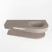 Mondiaz RIVA 120cm Wastafel met planchet kleur Smoke. Wastafel DULCET rechts 0 kraangaten kleur Smoke.