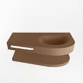 Mondiaz Riva 100cm wastafel met planchet Rust en wastafel rechts 0 kraangaten Rust