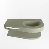 Mondiaz Riva 100cm wastafel met planchet Army en wastafel rechts 1 kraangaten Army