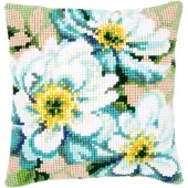Vervaco - Kruissteekkussen kit - Japanse anemonen II - PN-0148718 - Borduren - Borduurpakket - Borduurpakket volwassenen - Borduurpakket kind
