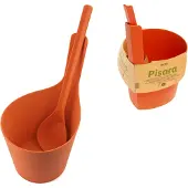 Rento Sauna Emmer met Lepel - Deluxe - kunststof - Rood (5L)