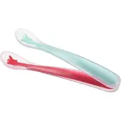 Sophie La Girafe Siliconen lepels - Kinderbestek - Lepel - Bestek kind - Vaatwasser bestendig - Rood/Blauw - Set van 2