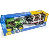 BRUDER ZO JOHN DEERE+FRONTL.+HOLZTRAN 01142