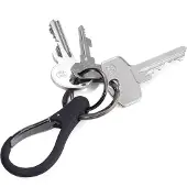 Troika Merkloos Sleutelhanger met Karabijn & 2 Ringetjes - 8cm Zwart
