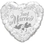 Qualatex - Folieballon - Supershape - Hart - Just married - Wit - Zonder vulling - 91cm