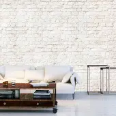 Karo-art 392cm X 280cm - Zelfklevend fotobehang - Witte muur van bakstenen , Premium Print