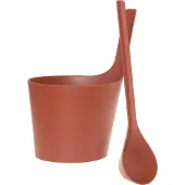 Rento Pisara Design Sauna emmer en lepel - bruin