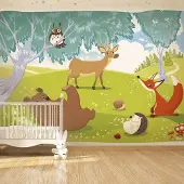Karo-art 196cm X 140cm - Zelfklevend fotobehang - Grappige Dieren , Premium Print