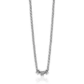 Zinzi Mart Visser by zilveren ketting 45cm met 3 ronde schakels, waarvan middelste volbezet is met witte zirconia's MVC23
