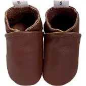 Babysteps leren babyslofjes donkerbruin Jongens/Meisjes Leer Effen - maat 20/21