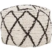 MUST Living Princess poef zwart/wit wol 40x40cm