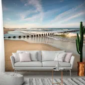 Karo-art 294cm X 210cm - Zelfklevend fotobehang - Rustige zee met zeebriesje , Premium Print