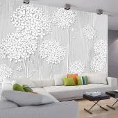 Karo-art 392cm X 280cm - Zelfklevend fotobehang - Delicate schaduw van bloemen , Premium Print